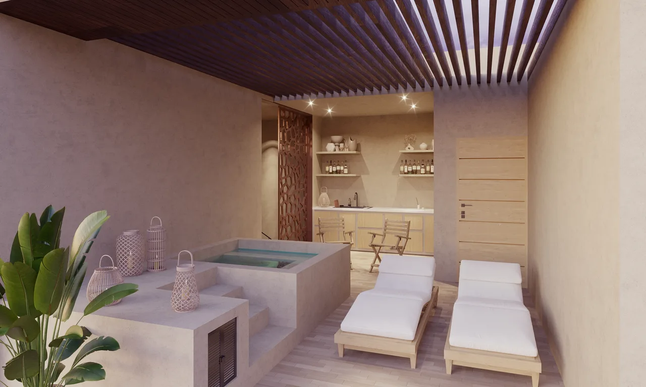 Privédakterras van een Lunarena-penthouse