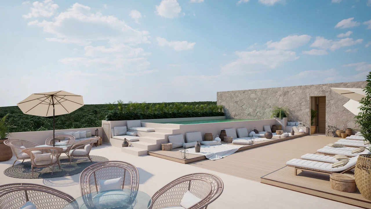 Panoramisch dakterras van Lunarena