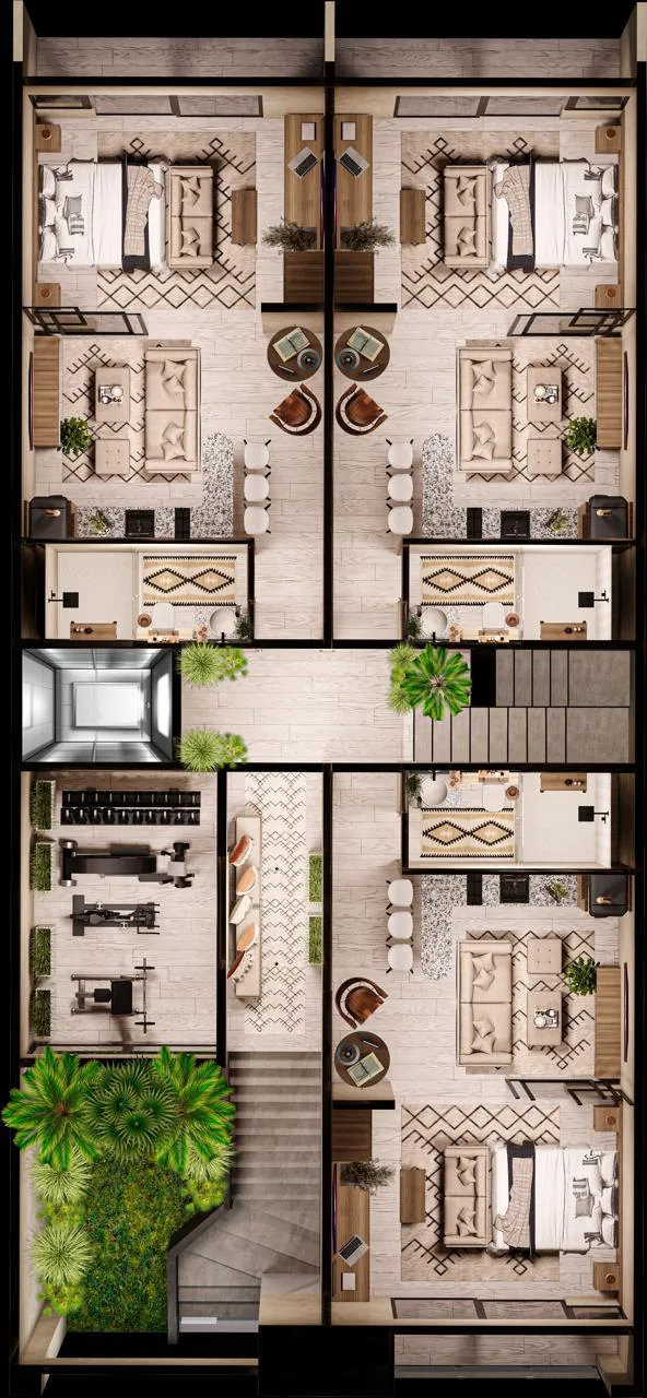 First-level common area at Mya Suites 50 ST