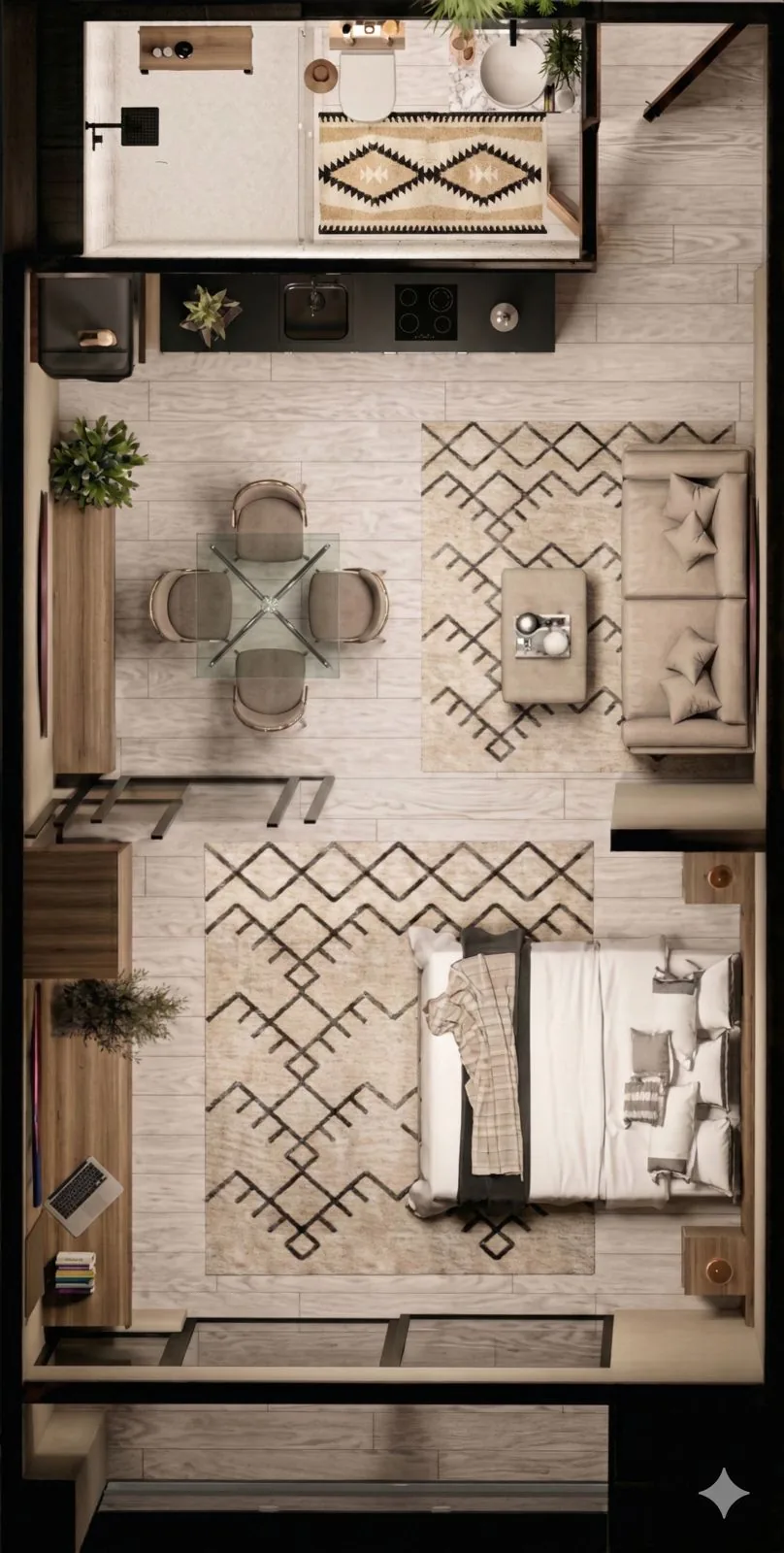 Rendered suite layout at Mya Suites 50 ST