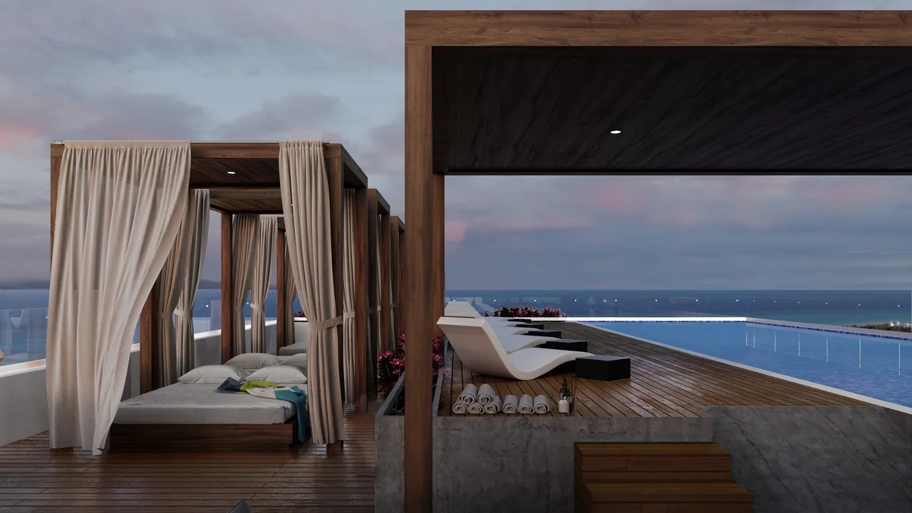 Ocean Breeze rooftop pool and lounge