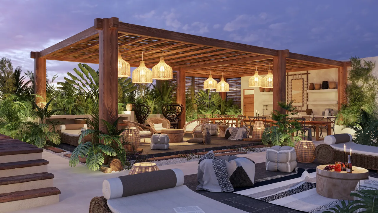 Ocean Condos Tulumの屋上プールとラウンジ