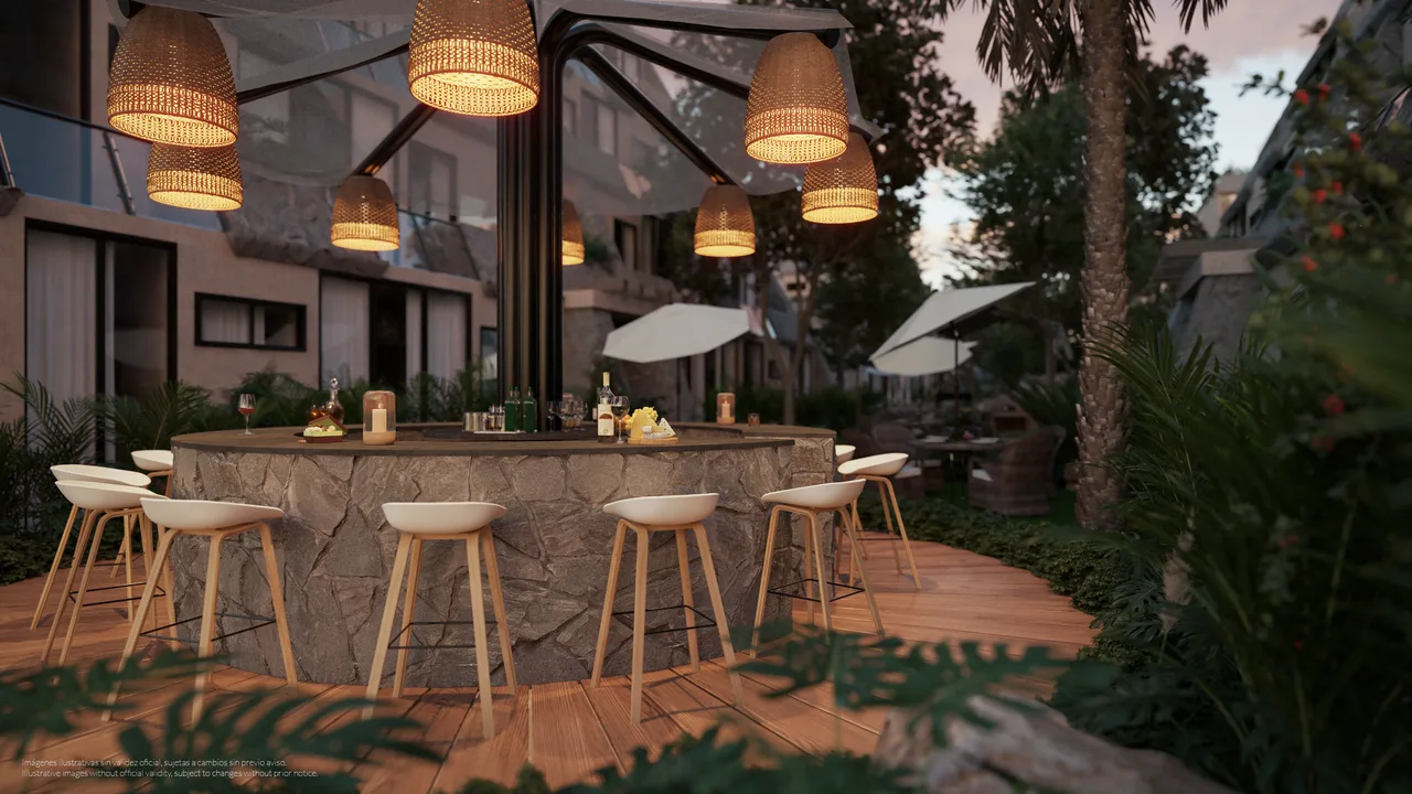 Outdoor bar in the tropical gardens