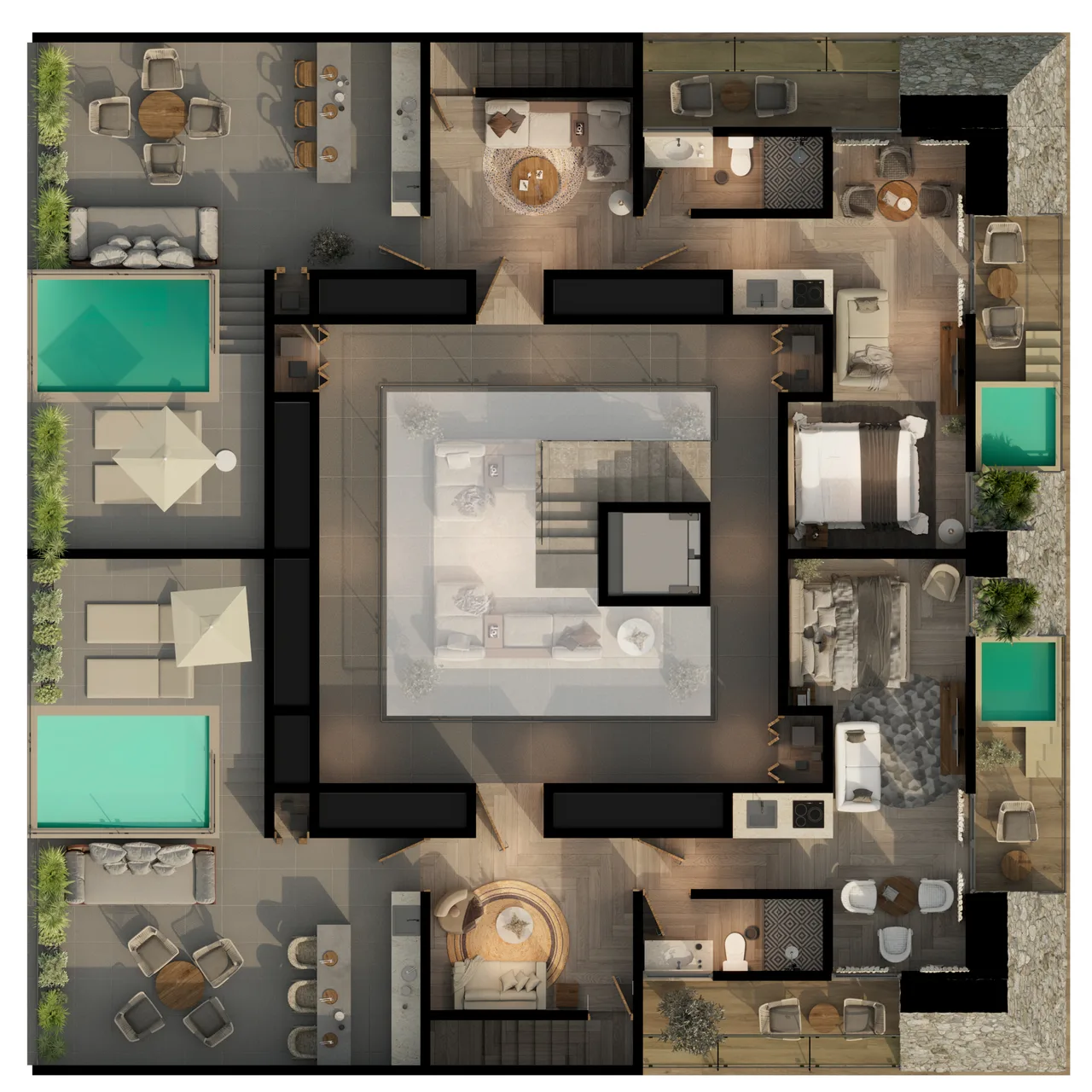 Square pyramid rooftop