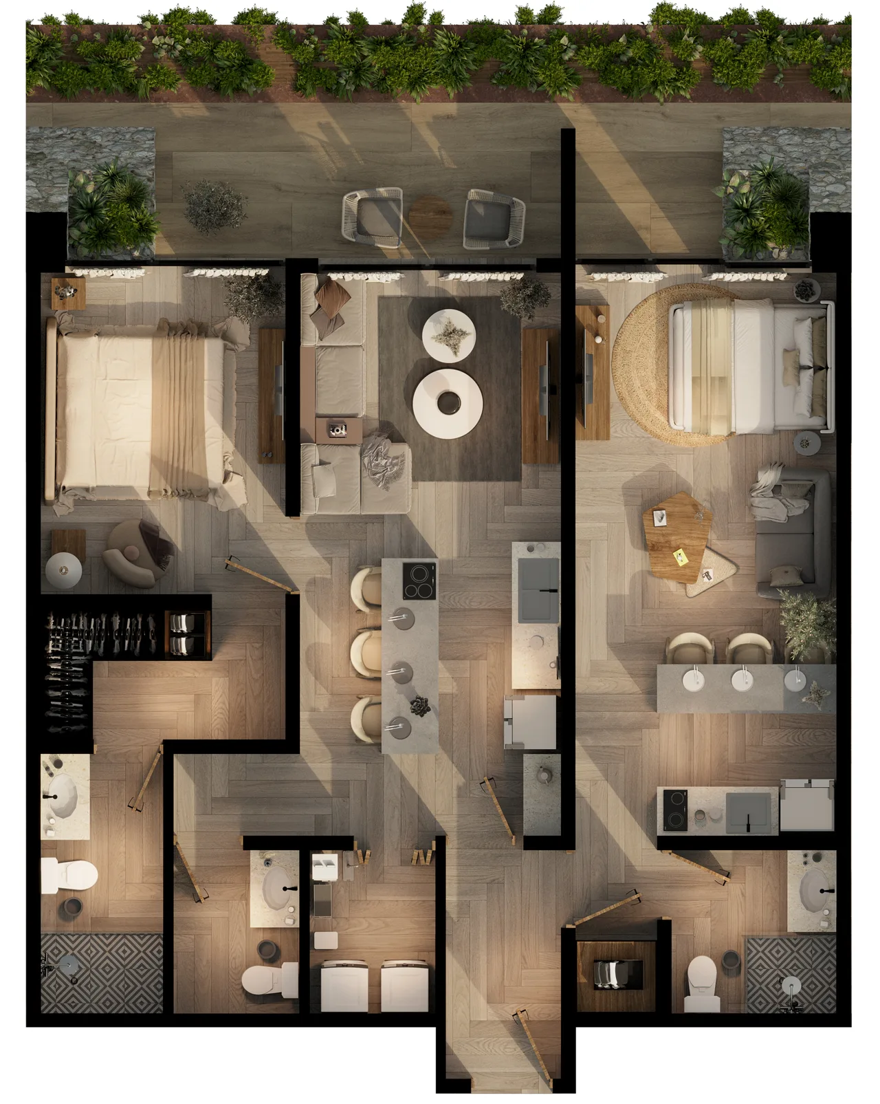 Two-bedroom lock-off
